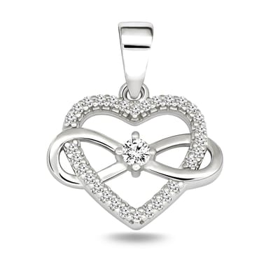 Juwelier Zwartevalk - Zilveren (gerhodineerd) hart/infinity hanger met zirkonia - 24.293