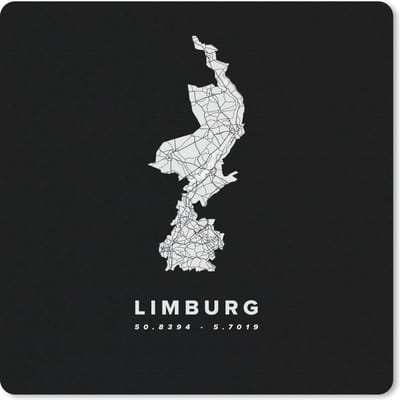 Muismat 20x20 cm - Mousepad Limburg - Kaart - Nederland - Muismatten