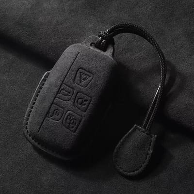 Autosleutelhoesje Voor Land Rover Range Rover Sport Evoque Freelander Keyless Suede Leer Cover Shell Sleutelhanger Auto Accessoires gray
