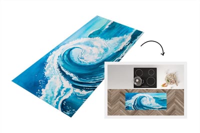 Keukenloper - Loper keuken - Golf - Zee - Waterverf - 120x50 cm - Keukenloper vinyl