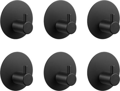 Dailygoods- Handdoekhaakjes Zelfklevend - Set van 6 - Sterke Klevende Achterkant - Minimalistisch Design - Voor Handdoeken/Jassen - Geschikt voor Gladde Ondergrond - Plakhaakjes
