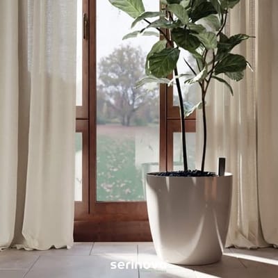 Eco Grote ronde Bloempot - wit – Zelfbewatering, Drainage & Weerbestendig – Gemaakt van Gerecycled Kunststof - 33l