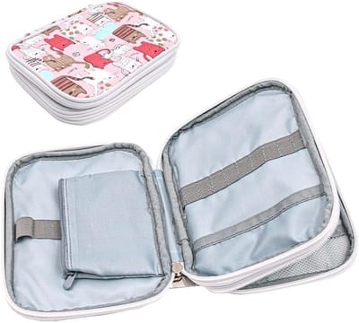 Draagbare haaknaalden tas met gaasvakjes, haaknaalden organizer voor accessoires en breibenodigdheden