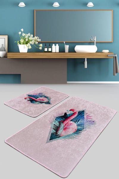 Bosdela Ravinia 2-delige badkamermatten, wasbaar, zacht en comfortabel – toiletmat + badmat – ideaal voor badkamer en toilet, met 60x100 cm + 50x60 cm