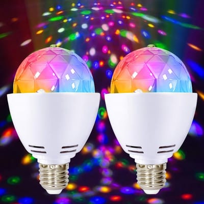 Dailygoods- Discolamp 360 Graden Roterend - LED Partylamp - RGB Kleuren - E27 Fitting - Feestdecoratie - 2 Stuks - Feestlamp