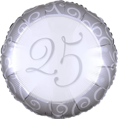 Folieballon 25 Jaar Jubileum Zilver (43cm)