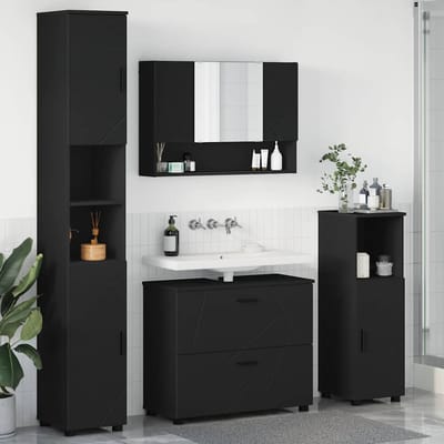 vidaXL - Badkamermeubel - Set - 4 - st - Zwart - 35 - x - 30 - x - 192 - cm