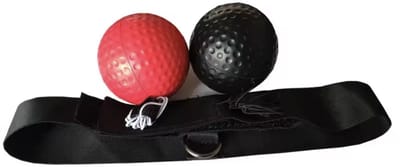Reflexbal met hoofdband - Hoofdband met reflexbal - Reflexballen - Bokstraining - BoksOefening - Krachttraining - Hand Oog Cordinatie - Training Set - Zwarte en rode bal aan touw met hoofdband - CHPN