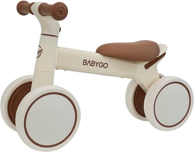 BabyGo® 4-Wiel Loopfiets - Stabiele Balansfiets voor Peuters 1 tot 3 Jaar - Eerste Fietsje zonder Pedalen - Veilig Buitenspeelgoed & Ideaal Cadeau