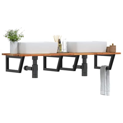 vidaXL - Badkamer - wandschap - staal - en - massief - acaciahout
