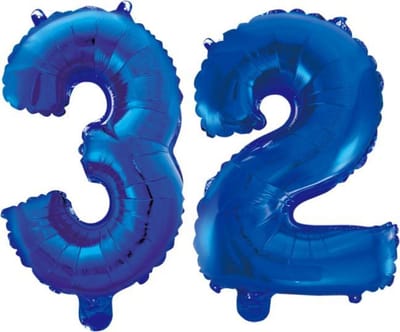 Folieballon 32 jaar blauw 41cm