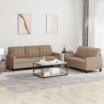 vidaXL - 2-delige - Loungeset - met - kussens - kunstleer - cappuccino