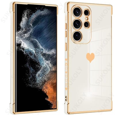 Voor Samsung Galaxy S24 S23 Ultra Plus S20 S21 S23 FE A55 A54 A35 A15 5G Hoesje Schattig Liefdespatroon Plating Siliconen Zachte Telefoonhoes For Samsung S24 Plus