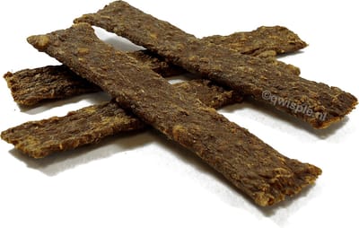 Qwisple Vleesstrips Rund - Hondensnacks - 100% Vlees Strips - Training Reepjes - Verwensnacks Hond - 1000 gr