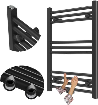 Granitan Badkamerradiator Raven - 70x60cm - Zwart - Ladderverwarming - Handdoekradiator