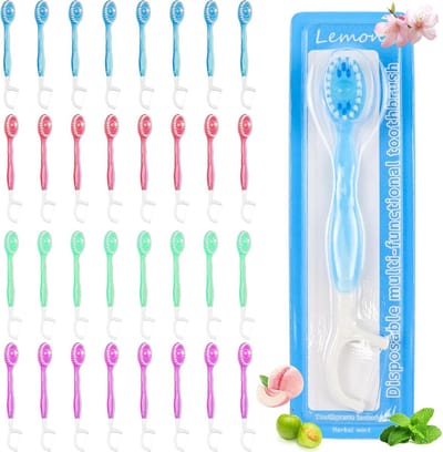 Dailygoods- Tandenborstelset 32 Stuks - Reistandenborstel met Tandpasta - Wegwerptandenborstels - Tongschraper - Tandenstoker - 5-in-1 Hygiëne - Reis-tandenborstel