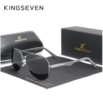 KINGSEVEN Zonnebril 7759 - Donkergrijs – Heren - Vrouwen - Gepolariseerd - UV400 - Piloot