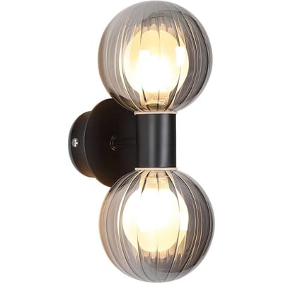 Searchlight Badkamer wandlamp Lumisphere, zwart/rookgrijs Hoogte 28 cm 2-lamps