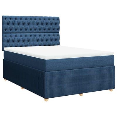 vidaXL - Boxspring - met - matras - stof - blauw - 140x200 - cm