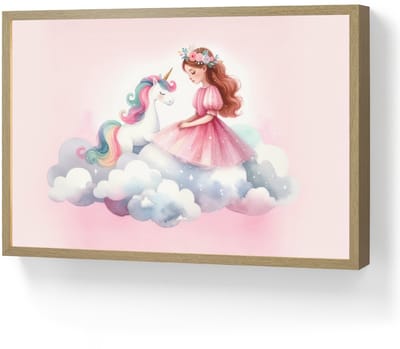 Nachtlampje 60x40 cm - Kinder lamp - Eenhoorn - Prinses - Unicorn - Roze - Wolken - Tafellamp kinderkamer draadloos - Slaapkamer lampje - Bedlamp kinderen - Kinderlampje - Wandlamp babykamer - Nachtlampjes