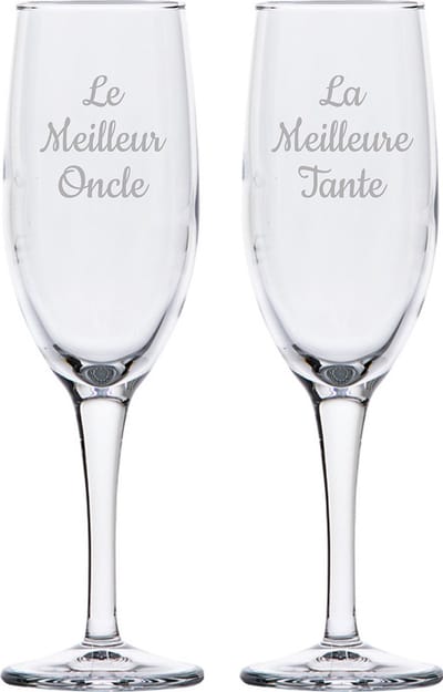 Champagneglas gegraveerd - 16,5cl - Le Meilleur Oncle & La Meilleure Tante