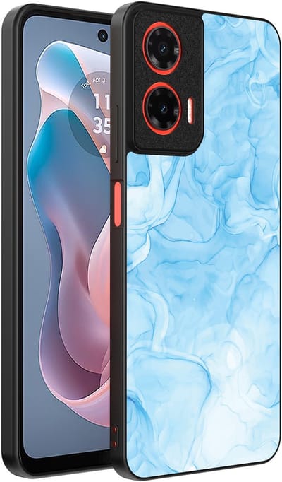 Smartphonica Telefoonhoesje Geschikt voor Motorola Moto G Play 2024 met marmer opdruk - TPU backcover case marble design - Lichtblauw geschikt voor Motorola Moto G Play 2024