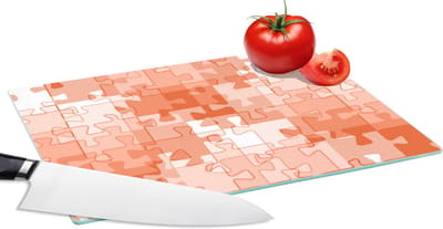 Glazen Snijplank - 28x20 - Puzzel - Oranje - Patronen - Snijplanken Glas