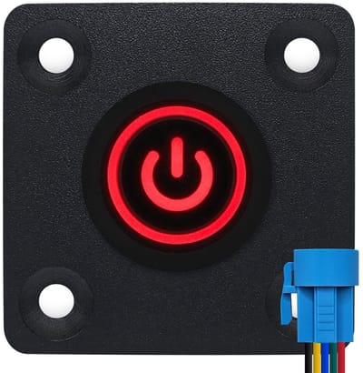 ProRide Metalen drukschakelaar Inbouwpaneel 12V ON-OFF - 19mm - met Aansluitkabel - 12V/24V - LED indicatie Rood