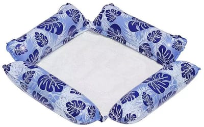 Luchtbed-luchtmatras-luchtbed zwembad-Opblaasbare Waterligstoel met Hoofdsteun-Luxe Zwembadstoel voor Volwassenen - 120x115cm - 4-in-1 Floating Lounge Chair - Tot 115kg - Donkerblauw- Comfortabele Pool Float voor Vakantie en Strand