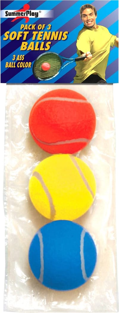 Summer Play Tennisballen - 3x st - gekleurd - 7 cm - soft foam - Softballen - speelgoed ballen