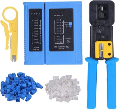 Krimptang Set - Netwerk Tang - Netwerkkabels Installeren - Doorvoer Connectoren - 50 Delig - Blauw