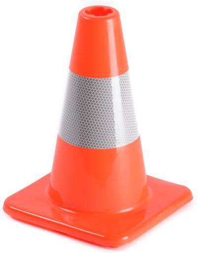 Rubbermagazijn - Verkeerskegels klein - Per 2 stuks - 30cm hoog - Oranje met reflectie