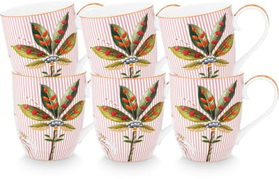 Pip Studio La Majorelle Mokken - Theemok - Koffiemok met Oor - Servies set van 6 - 450ml