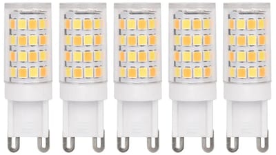 Vijf G9 LED-lampjes, 7W mini-LED-lampjes, keramisch materiaal, instelbare driekleurige verlichting, duurzame hogedruklamp.
