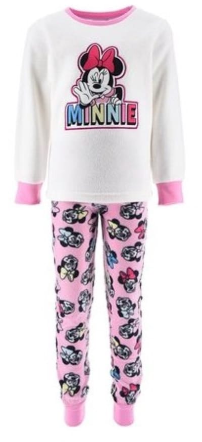Minnie Mouse pyjama - Maat 98 - Disney - Fleece - Meisjespyjama - Crème met roze