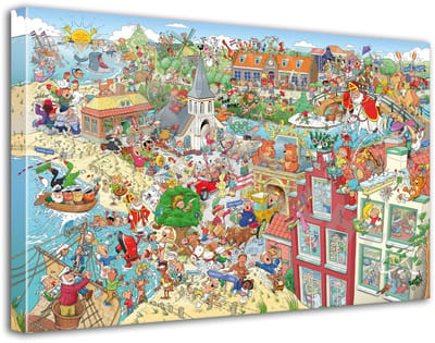 Zoekplaat 120 Kinderliedjes - Roland Hols - Unieke cartoon op canvas - 30 x 40 cm - Houten frame 4 cm dik