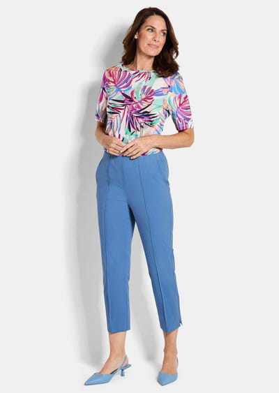 7/8-broek BELLA van bengaline, met biesjes - blauw - Gr. 20 van Goldner Fashion