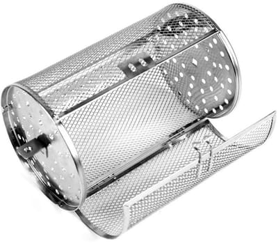 Dailygoods- Grillmand Roestvrij Staal - BBQ Accessoires - Ovenmand - Roterende Mand - 22 x 12 cm - Tot 1800 g Inhoud - Bakmand