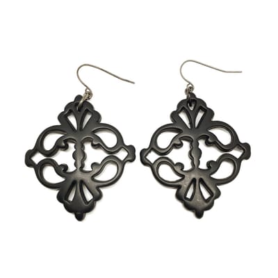 Behave - Oorbellen - Barok oorhangers dames - Zwart statement - 6,5 cm