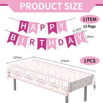 Dailygoods- Tafelkleed Happy Birthday - Afwasbaar - Kunststof - 137 x 274 cm - Vuilafstotend - Creatieve decoratie - Feesttafelkleed