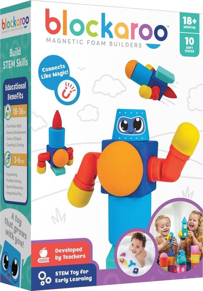 Blockaroo Robot Set - Magnetische Bouwblokken – Badspeelgoed - 10 Onderdelen – Zacht Bouw Speelgoed voor Peuters – Duurzaam en Veilig – vanaf 1,5 Jaar