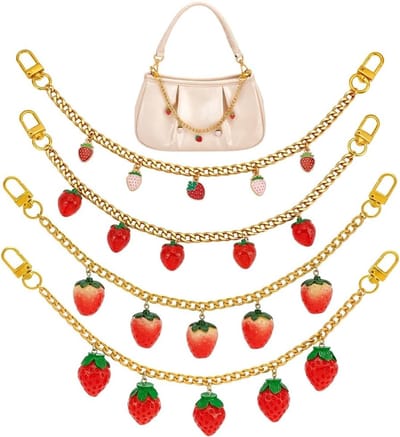 Stijlvolle Aardbei Tas Ketting voor Handtas - 12 inch Verlengketting voor Schoudertassen, Portemonnees en Tote Bags