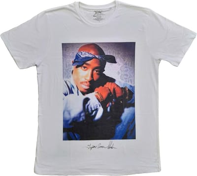 Tupac - Blue Bandana Heren T-shirt - S - Wit