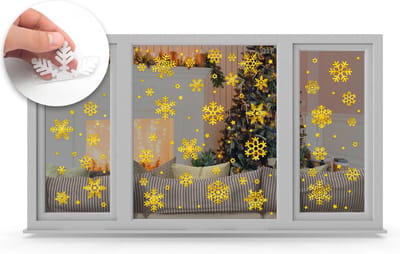 Q2P - Kerst Raamstickers - Gouden Sneeuwvlokken - Sneeuwvlok - Goud - Raamdecoratie - Stickers - Raamversiering - Kerst – 110 Stuks