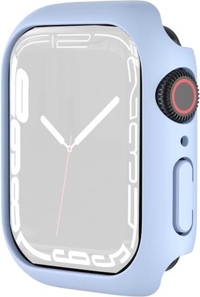 By Qubix - Apple Watch 45mm Hard case (open front) - Lichtblauw - Geschikt voor Apple Watch 45mm hoesje - screenprotector - Bescherming iWatch - Bescherm hoesje