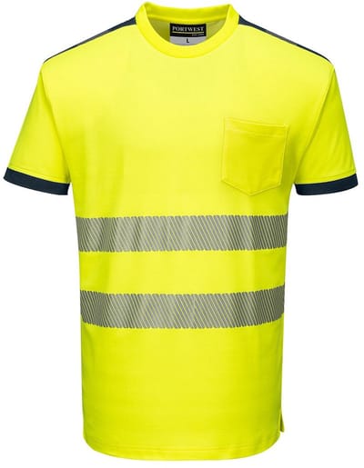 Portwest PW3 Hi-Vis Vision T-Shirt Korte Mouw T181 - Geel/Marine - S