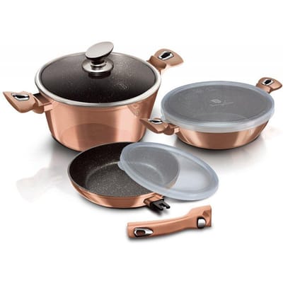 Berlinger Haus Rose Gold Edition - Granieten Pannenset - Soft Touch Handgrepen - Turbo Inductie