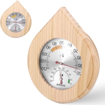 Houten Thermo-Hygrometer voor Sauna's en Spa's, Nauwkeurige Temperatuur- en Vochtigheidsmeter, Ideaal voor Stoomruimtes en Wellness.