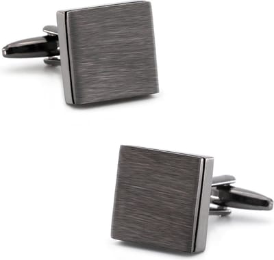 Vierkante Manchetknopen Heren Zwart - Geborsteld - Cufflinks - Papa Cadeau Voor Mannen - Vaderdag