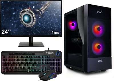 Ryzen 5 8500G 8e Generatie Game PC / Computer SET Compleet (Voor oa Fortnite, Minecraft, Roblox) - Met Gaming Headset, Toetsenbord, Muis en 24" Monitor - 16GB RGB 5600MHz RAM - 500GB M.2 SSD - AMD Radeon 740M - AM5 - WiFi - Win11 Pro - Aura GC5